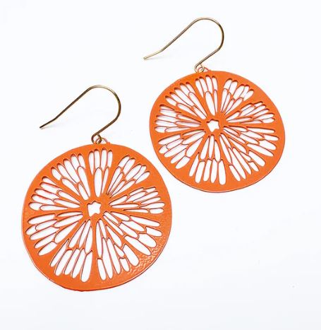 Denz Citrus Slice Earrings in Orange - Image 3