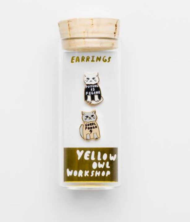 Girl Power Cat Earrings - Image 2