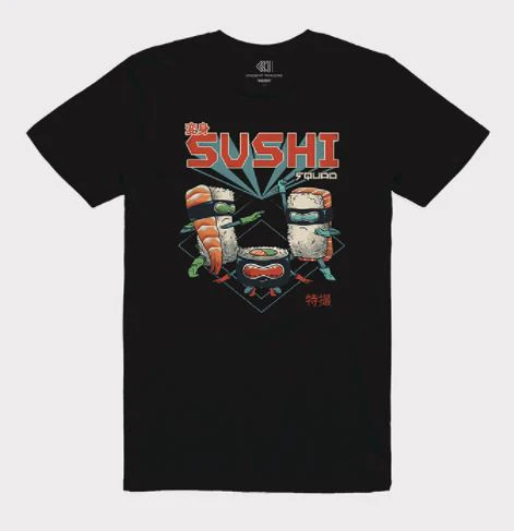Sushi Squad Tshirt Black XL